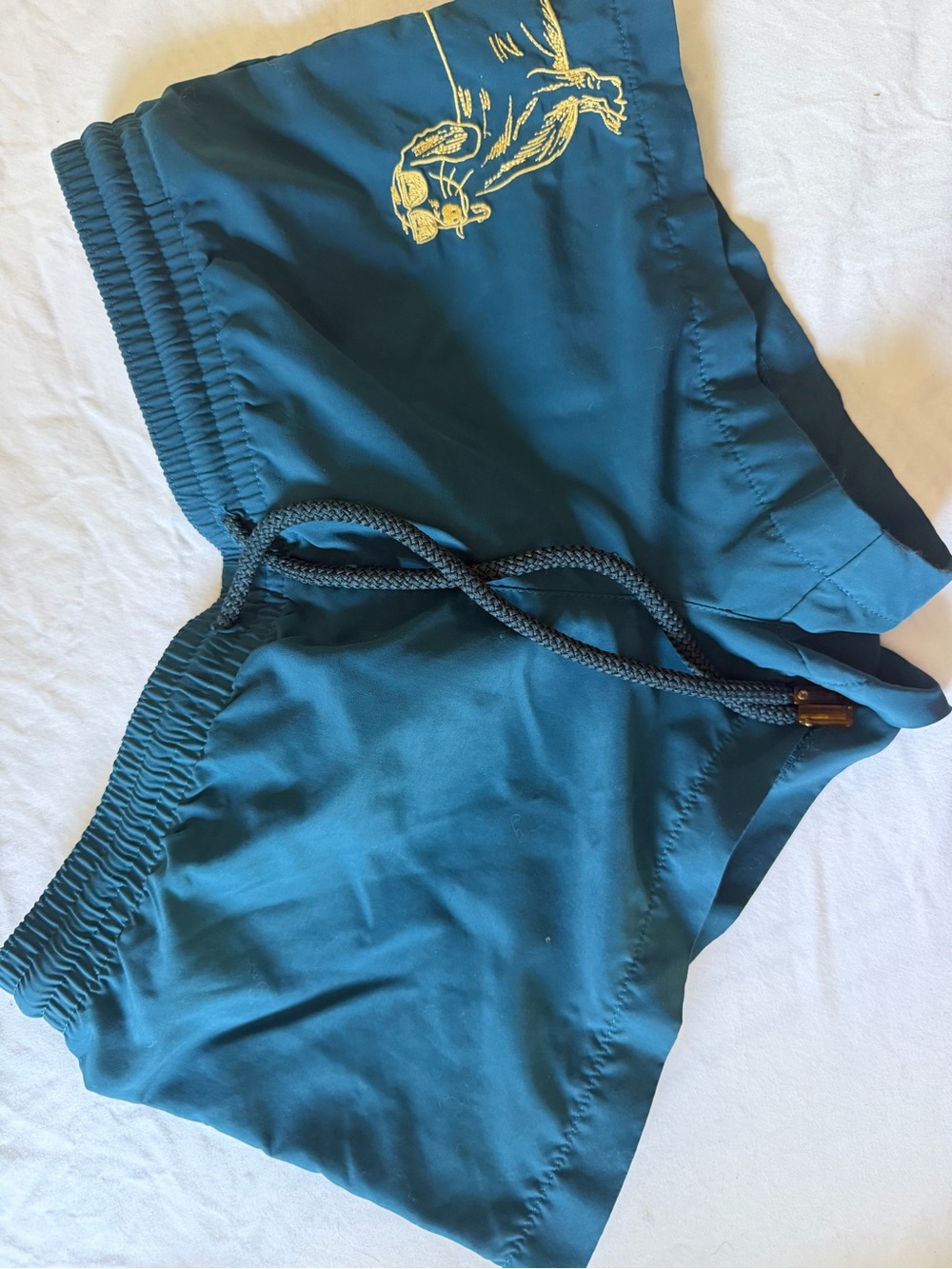 Vilebrequin women Teal Swim Trunks with Amber Accents- Dachshund